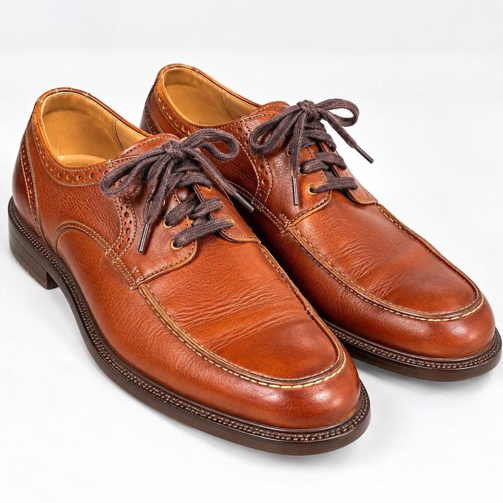 Johnston & Murphy Men's Brown Leather Derby Dress Lace-Up Round Toe 10 M 59-2183